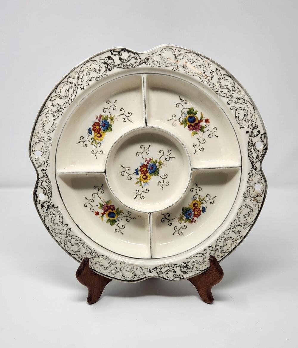 Round Divided Serving Tray | Relish Pickle Tray | Made in Japan